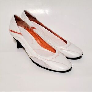 Cole haan g series bike lab white and orange pumps  with 2inch heel